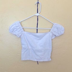 With Jean Puff Sleeve Crop Top